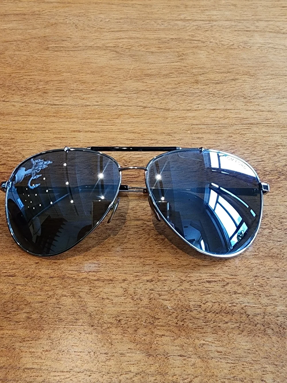 Tom Ford Silver Aviator Sunglasses with Reflective Mirrored Lenses